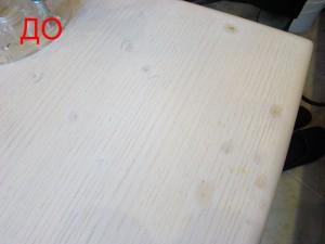 Частичная реставрация столешницы стола (белый дуб) - до